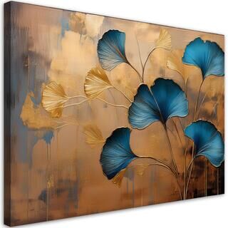 Lærred print, Blomster Ginko Botanica Art Deco - (120x80)