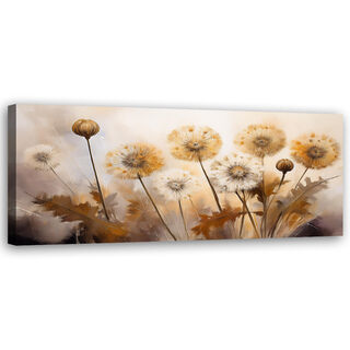 Lærred print, Blæserplanter Blomster på beige baggrund - (90x30)