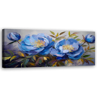 Lærred print, Pæoner Pæoner Blomster Blå - (150x50)