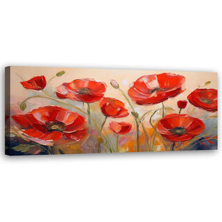 Lærred print, Malede valmuer blomster røde - (150x50)