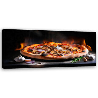 Lærred print, Pizza Mad Køkken Restaurant - (120x40)