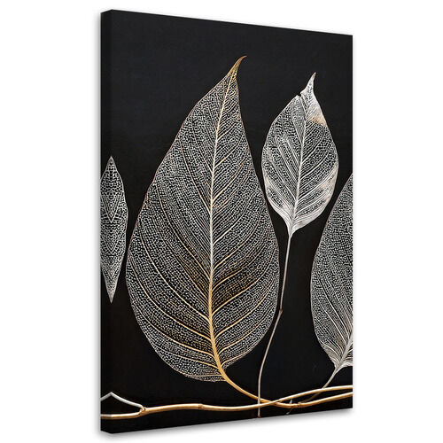 Lærred print, Minimalisme Løvkviste Glamour Sølv - (40x60)