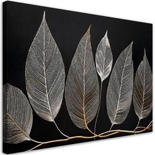 Lærred print, Minimalisme Løvkviste Glamour Sølv - (60x40)