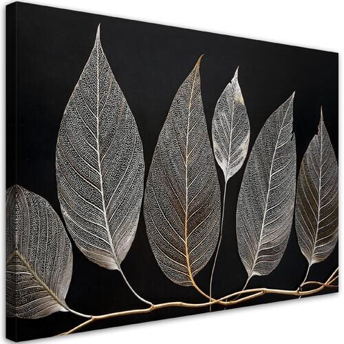 Lærred print, Minimalisme Løvkviste Glamour Sølv - (60x40)