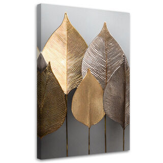 Lærred print, Minimalisme Gold Leafs Abstrakt - (40x60)