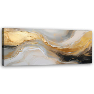 Lærred print, Abstrakt marmortekstur guldgrå - (90x30)
