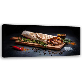 Lærred print, Kebab Kebap Mad Køkken Krydderier - (120x40)