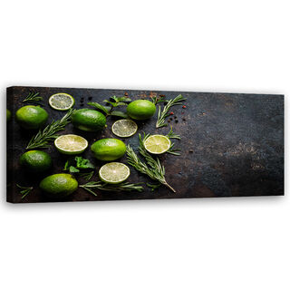 Lærred print, Lime Frugt Krydderier Spise Krydderier til Køkken - (90x30)