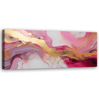 Lærred print, Abstrakt marmortekstur Pink guld - (120x40)