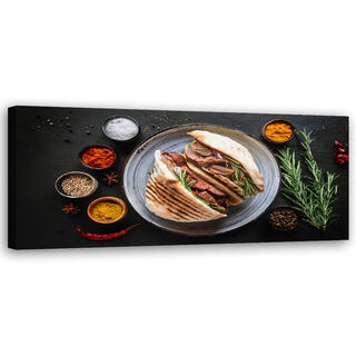 Lærred print, Kebab Kebap Krydderier Mad til køkken - (150x50)