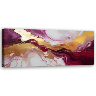 Lærred print, Abstrakt marmortekstur Rød Bourgogneguld - (120x40)