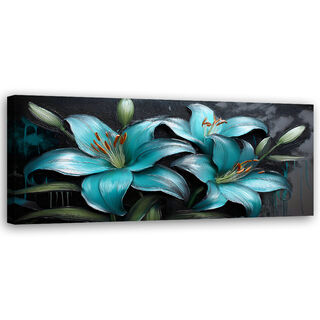 Lærred print, Lilje Blomster Planter Turkis - (90x30)