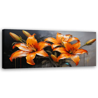 Lærred print, Liljeblomster Orange - (120x40)