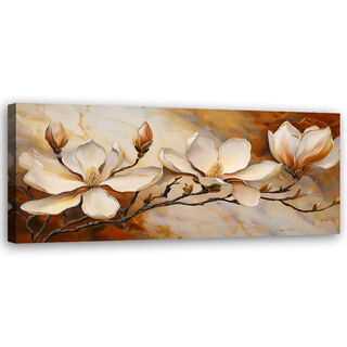Lærred print, Magnolias Glamour Branch Marmoreret - (90x30)