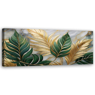 Lærred print, Blade Botanicals Glamour Marmor Guld - (150x50)