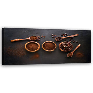 Lærred print, Malede kaffebønner til køkken - (120x40)