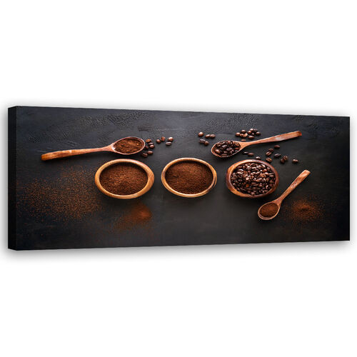 Lærred print, Malede kaffebønner til køkken - (120x40)