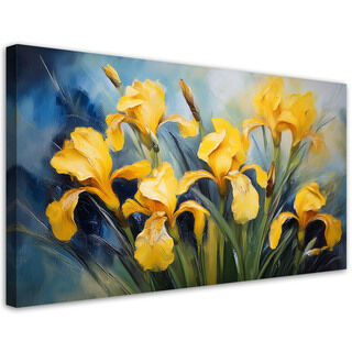 Lærred print, Blomster Iriser Gule - (80x40)