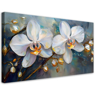 Lærred print, Orkideer hvide blomster - (100x50)
