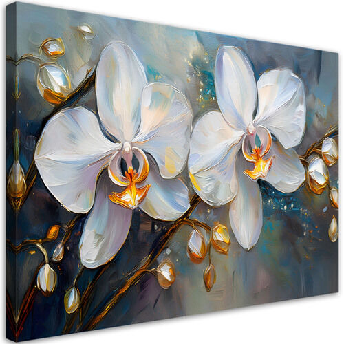 Lærred print, Orkideer hvide blomster - (100x70)