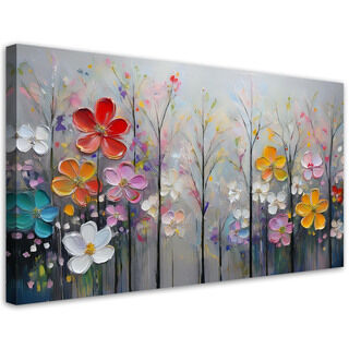 Lærred print, Blomstrende træer farverig natur - (80x40)