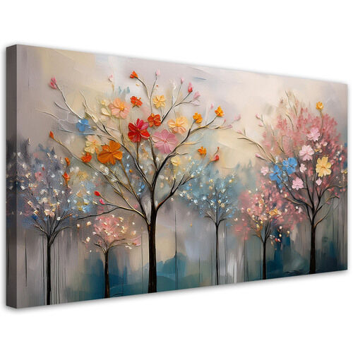 Lærred print, Blomstrende træer malede blomster - (80x40)