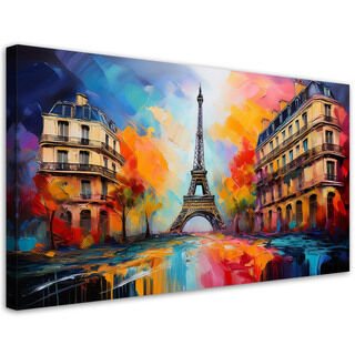 Lærred print, Paris Eiffeltårnet By Abstrakt Farverig - (100x50)