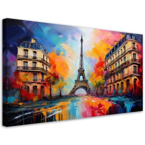 Lærred print, Paris Eiffeltårnet By Abstrakt Farverig - (80x40)