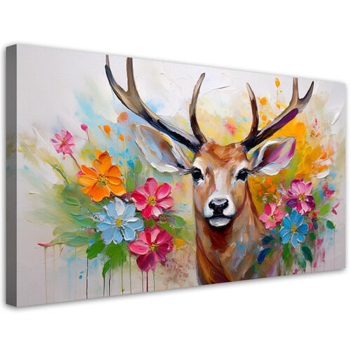Lærred print, Hjorteblomster abstrakte dyr - (120x60)