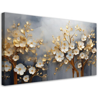 Lærred print, Magnolia træ abstraktion guld - (100x50)