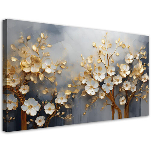 Lærred print, Magnolia træ abstraktion guld - (80x40)