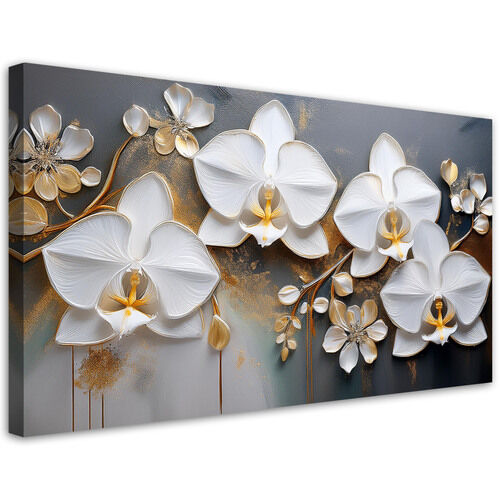 Lærred print, Orkidé hvid blomst abstraktion - (100x50)