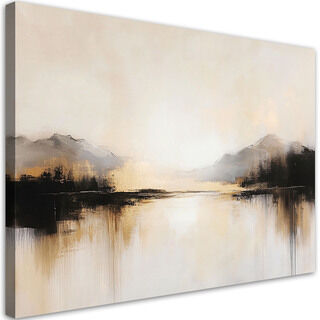 Lærred print, Beige abstraktion - (120x80)