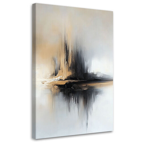 Lærred print, Abstraktion Beige Grå - (80x120)