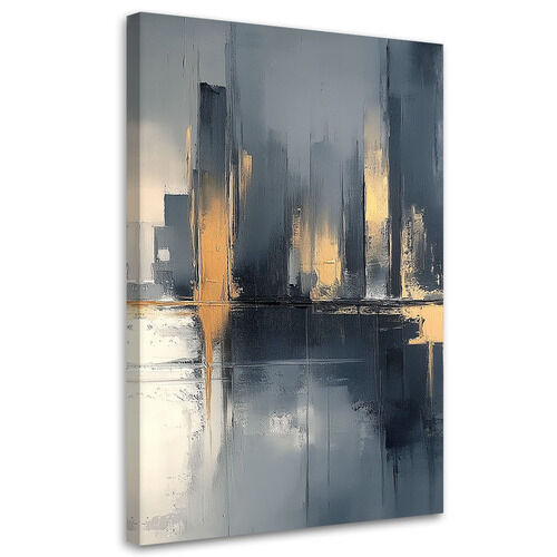 Lærred print, Sort og guld abstrakt - (80x120)