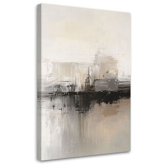 Lærred print, Moderne abstraktion grå beige - (80x120)