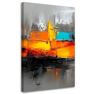 Lærred print, Abstraktion Farverig på grå baggrund - (40x60)