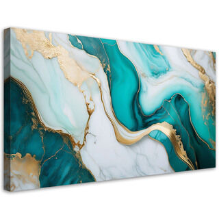 Lærred print, Turkis stenmarmor med guld - (80x40)