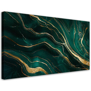Lærred print, Grøn Emerald Marble Abstrakt - (80x40)