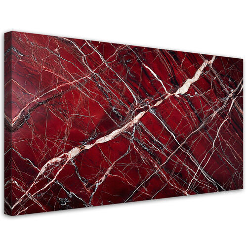 Lærred print, Rød marmor med guldglamourstil - (120x60)