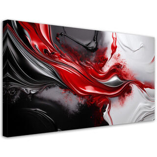 Lærred print, Abstraktion Rød Sort 3D - (120x60)