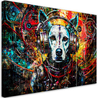 Lærred print, Hund i høretelefoner