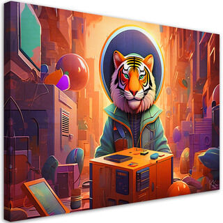 Lærred print, Moderne Tiger Abstraktion
