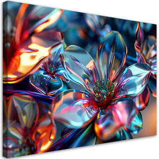 Lærred print, 3D glas blomsterbuket