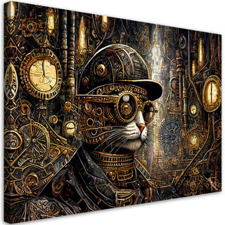 Lærred print, Fantastisk kat i steampunk stil