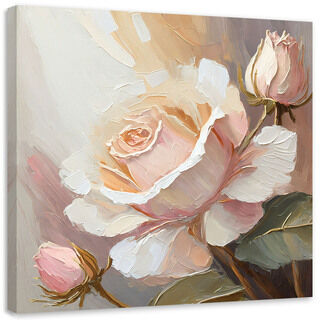 Lærred print, Håndmalet rose