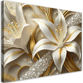 Lærred print, Liljer glamour guld