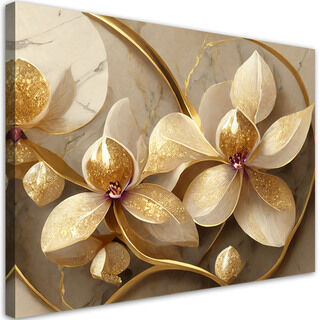 Lærred print, Guld glamour blomster