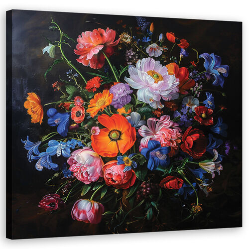 Lærred print, Vintage blomsterbuket