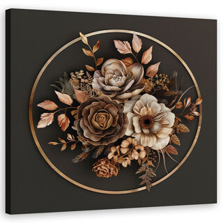 Lærred print, Beige blomster og blade